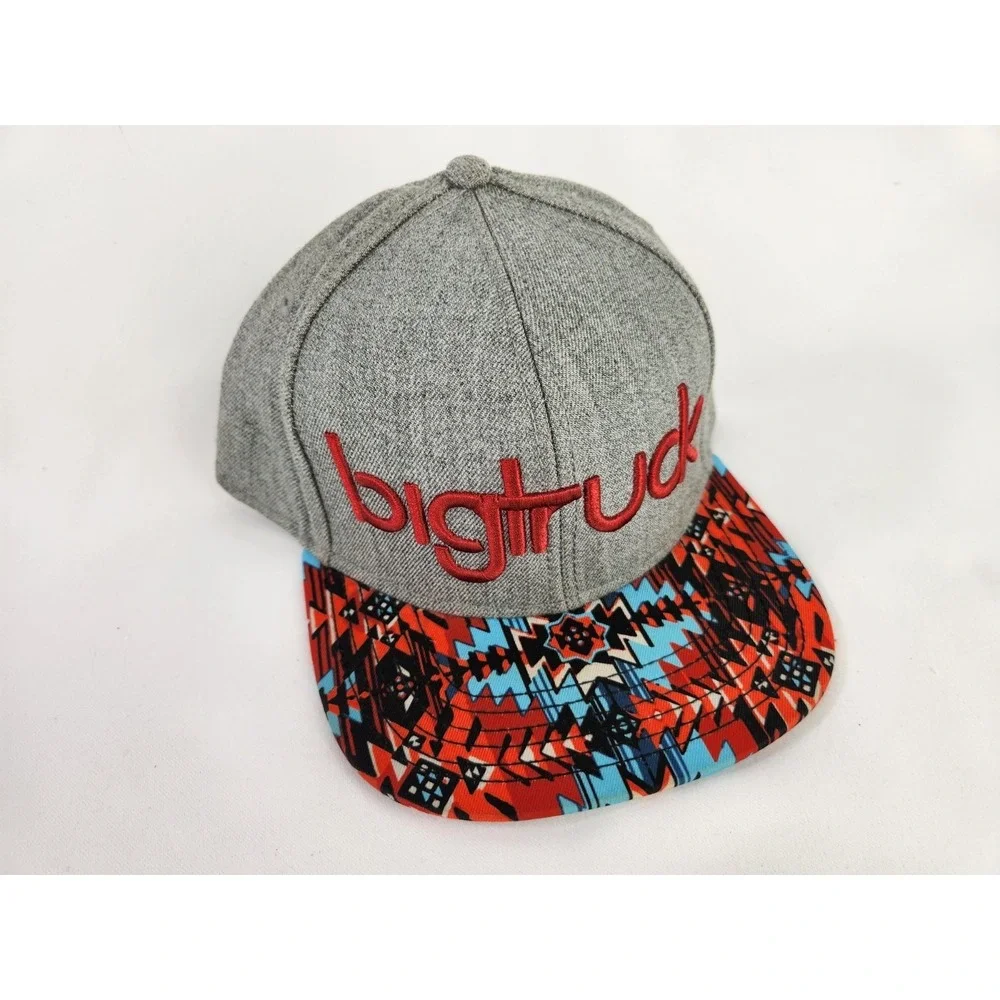 Big Truck Trucker Hat Mesh Snapback Gray Aztec Bill Design Lake Tahoe Red Orange